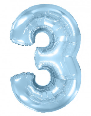 Логотип «Шар (40''/102 см) Цифра, 3, Голубой, Макарунс, 1 шт. в уп.»