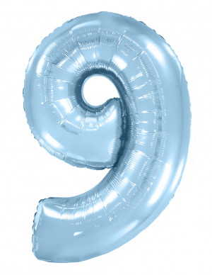 Логотип «Шар (40''/102 см) Цифра, 9, Голубой, Макарунс, 1 шт. в уп.»