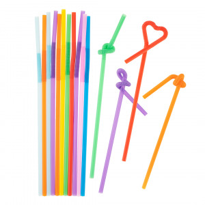 Логотип «Трубочки для коктейлей (пластик), с длинной гофрой, Ассорти, 12 шт. в упак.»