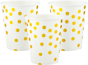 Логотип «Стаканы (250 мл) Конфетти, Белый/Золото, Металлик, 6 шт.»