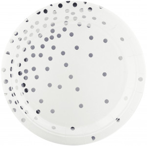 Логотип «Тарелки (7''/18 см) Конфетти, Белый/Серебро, Металлик, 6 шт.»