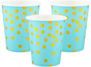 Логотип «Стаканы (250 мл) Конфетти, Голубой/Золото, Металлик, 6 шт.»