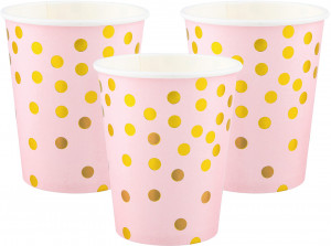 Логотип «Стаканы (250 мл) Конфетти, Розовый/Золото, Металлик, 6 шт.»