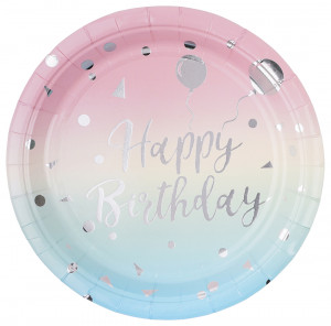 Логотип «Тарелки (7''/18 см) Невесомый ДР, Радужный/Серебро, Металлик, 6 шт.»