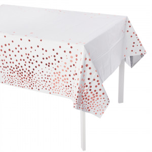 Логотип «Скатерть одноразовая, Конфетти, Белый/Розовое золото, Металлик, 137*183 см, 1 шт.»