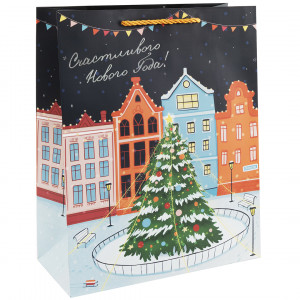 Логотип «Пакет подарочный, 210гр, Счастливого Нового Года!, Металлик, 55*45*20 см, 1 шт.»