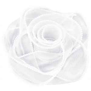 Логотип «Лента декоративная (4 см*4,57 м) Органза с леской и бусинами, Белый, 1 шт.»