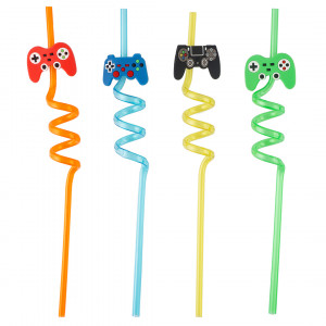 Логотип «Трубочки для коктейлей (пластик), Геймпад, Ассорти, 4 шт. в упак.»