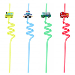 Логотип «Трубочки для коктейлей (пластик), Машины, Ассорти, 4 шт. в упак.»