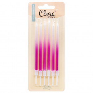 Логотип «Свечи Розовое сияние, Градиент, 0,4*10,5 + 2 см, 6 шт. с держат.»