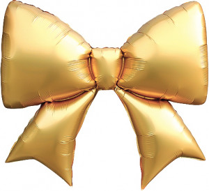 Логотип «Шар (39''/99 см) Фигура, Бант, Золото, Сатин, 1 шт. в уп.»