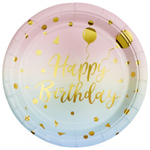 Логотип «Тарелки (7''/18 см) Невесомый ДР, Радужный/Золото, Металлик, 6 шт.»