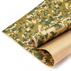 Логотип «Упаковочная бумага, Крафт 65гр (0,7*9 м) Камуфляж, Пиксели, Хаки, 1 шт.»