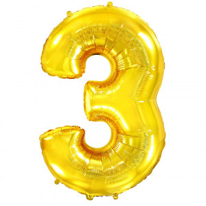 Логотип «Шар (40''/102 см) Цифра, 3, Золото, 1 шт. в уп.»