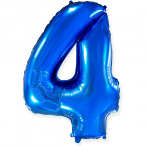 Логотип «Шар (40''/102 см) Цифра, 4, Синий, 1 шт. в уп.»