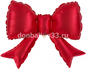 Логотип «Шар с клапаном (21''/53 см) Фигура, Бант (надув воздухом), Красный, Сатин, 5 шт. в уп.»