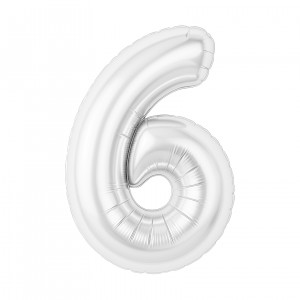 Логотип «Шар (40''/102 см) Цифра, 6 Slim, Белый блеск, 1 шт. в уп.»