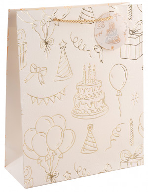 Логотип «Пакет подарочный, 210гр, Праздничный, Дизайн №2, Кремовый, Металлик, 23*18*10 см, 1 шт.»