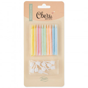 Логотип «Свечи Нежный микс, Перламутр, 0,5*6 + 2 см, 10 шт. с держат.»