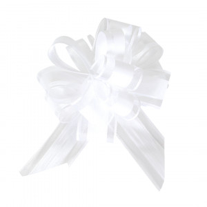 Логотип «Текстильный бант Шар, Широкая полоса, Белый, 15 см, 1 шт. в упак.»