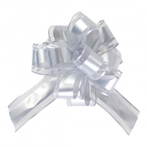 Логотип «Текстильный бант Шар, Широкая полоса, Серебро, Металлик, 15 см, 1 шт. в упак.»