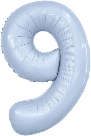 Логотип «Шар (40''/102 см) Цифра, 9 Slim, Небесный, 1 шт. в уп.»