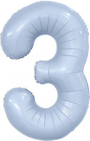 Логотип «Шар (40''/102 см) Цифра, 3 Slim, Небесный, 1 шт. в уп.»