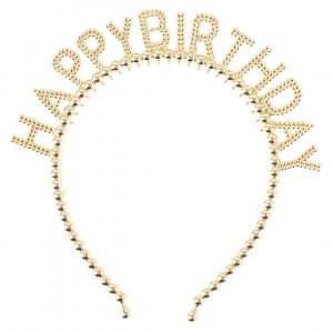 Логотип «Ободок, Happy Birthday, Сверкающий жемчуг, Золото, 1 шт.»