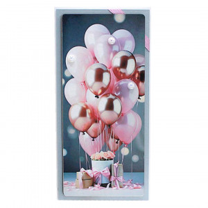 Логотип «Конверт для денег 3D, Шары и подарки, Розовый, с блестками, 1 шт.»