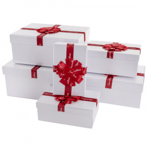 Логотип «Набор коробок Эффектный подарок, Белый, 32*25*14 см, 6 шт. в упак.»