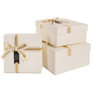 Логотип «Набор коробок Элегант, Белый, 19*19*9,8 см, 3 шт. в упак.»