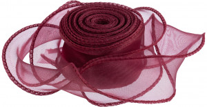 Логотип «Лента декоративная (4 см*9,14 м) Органза с леской, Вишневый, 1 шт.»