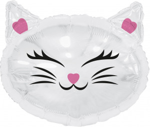 Логотип «Шар (26''/66 см) Фигура, Кошечка, Белый, 1 шт. в уп.»