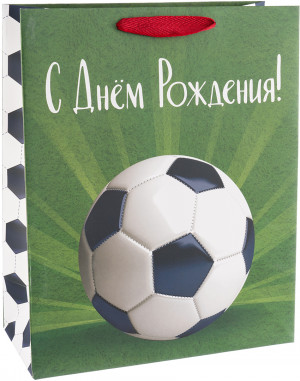 Логотип «Пакет подарочный, 210гр, С Днем Рождения! (футбол), 41*31*12 см, 1 шт.»