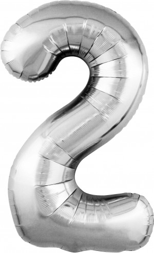Логотип «Шар (40''/102 см) Цифра, 2 Slim, Серебро, 1 шт. в уп.»