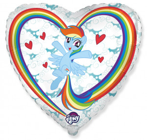 Логотип «Шар (18''/46 см) Сердце, My Little Pony, Лошадка Радуга в облаках, Белый, 1 шт.»