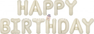 Логотип «Набор шаров (16''/41 см) Мини-буква, Надпись "Happy Birthday", Белый песок, 1 шт. в уп.»