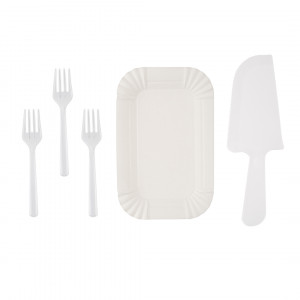 Логотип «Десертный набор, Классик, Тарелки, Вилки, Нож, Прозрачный, 11 шт. в упак.»