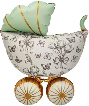 Логотип «Шар (36''/91 см) Фигура, Коляска Ретро, Сатин, 1 шт.»