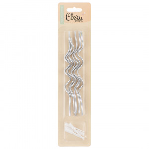 Логотип «Свечи Коктейльные, Тонкие спирали, Серебро, Металлик, 0,3*14,5 см, 6 шт. с держат.»