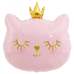 Логотип «Шар с клапаном (11''/28 см) Мини-фигура, Котенок Принцесса, Розовый, 5 шт. в уп. (цв.этик.)»