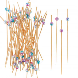 Логотип «Пики Топперы, с бусинами, Жемчужный перелив, 12 см, 50 шт.»
