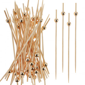 Логотип «Пики Топперы, с бусинами, Розовое Золото, 12 см, 50 шт.»