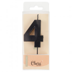 Логотип «Свеча Цифра, 4 Грани, Черный, Металлик, 4,2*6 + 4,5 см, 1 шт. с держат.»