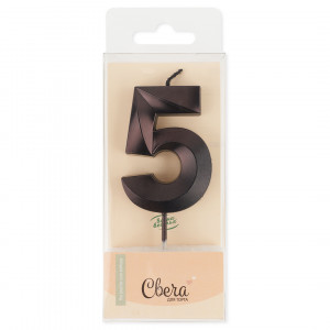 Логотип «Свеча Цифра, 5 Грани, Черный, Металлик, 4,2*6 + 4,5 см, 1 шт. с держат.»