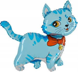 Логотип «Шар (13''/33 см) Мини-фигура, Милый котенок, Голубой, 1 шт.»