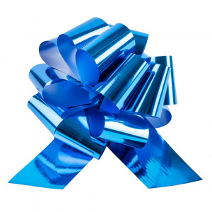 Логотип «Бант Шар, Синий, Металлик, 21 см, 1 шт. в упак.»