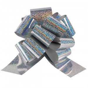 Логотип «Бант Шар, Серебро, Голография, 21 см, 1 шт. в упак.»