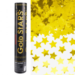 Логотип «Пневмохлопушка (12/30 см), Звезды фольга, Золото, Металлик, 1 шт.»