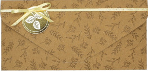 Логотип «Конверт для денег 3D, Веточки и атласный бантик, Крафт, Металлик, 1 шт.»